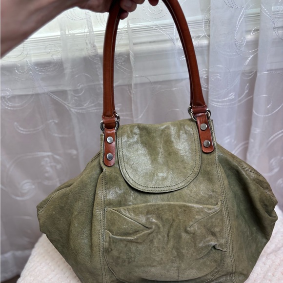 Sundance Olive Green Distressed  Leather Hobo Shoulder Bag - Picture 8 of 15